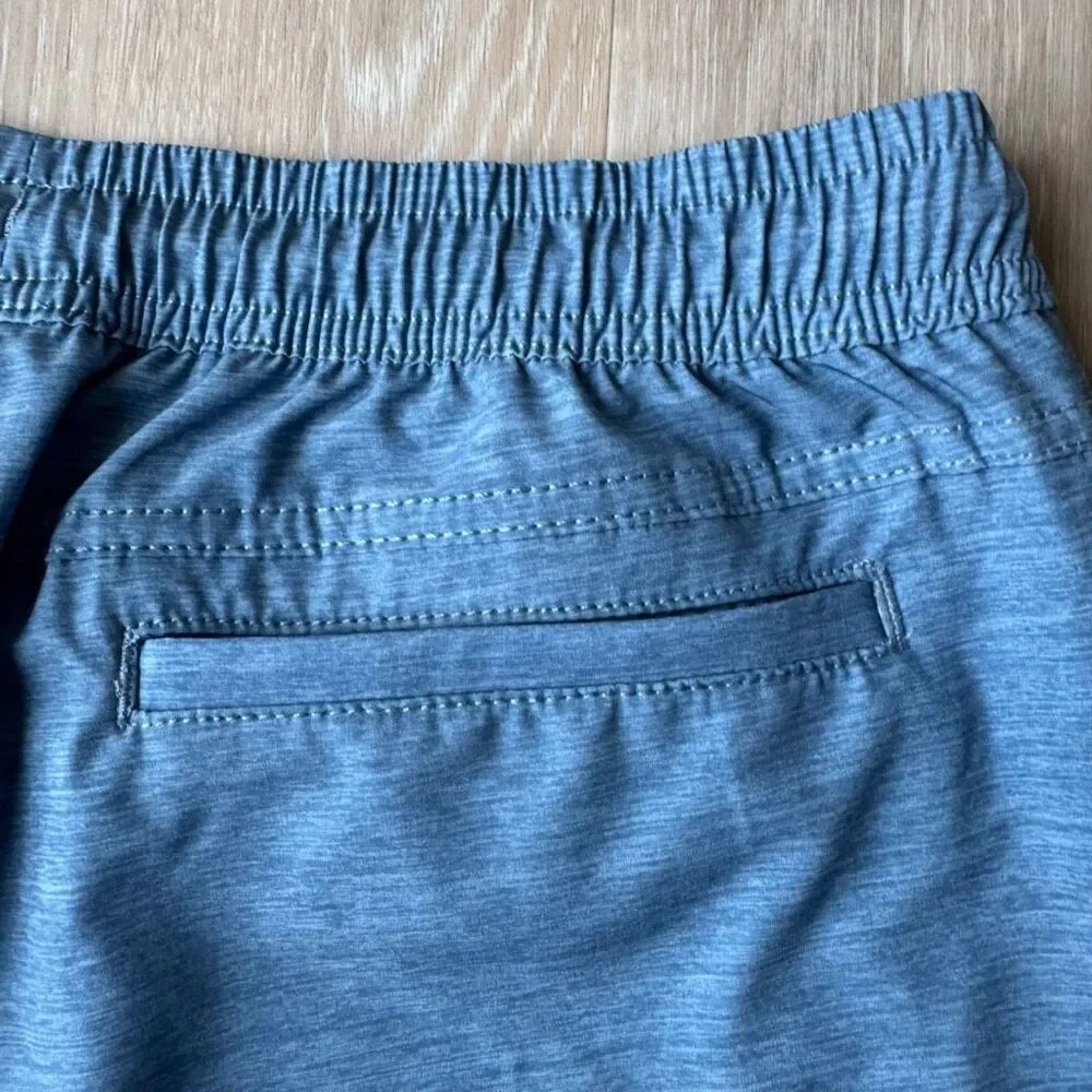 Hurley Medium Blue Pull On String Elastic Waist Hybrid Walk Shorts SZ S #2503